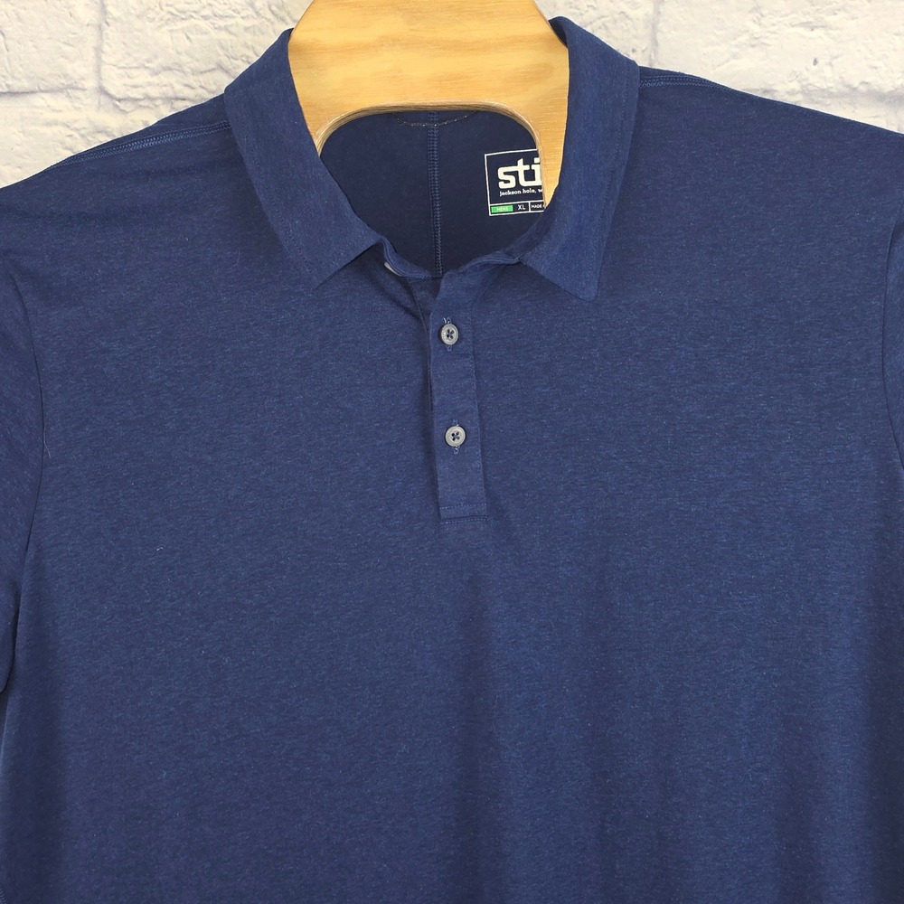 Stio Mens Navy Blue Lightweight Short Sleeve Divide Golf‎ Polo Shirt Size XL